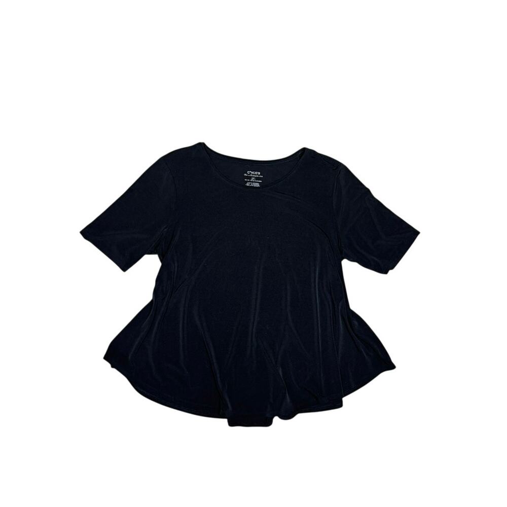 Chico's Ultimate Black Knit Slinky Flared Swing Top XL